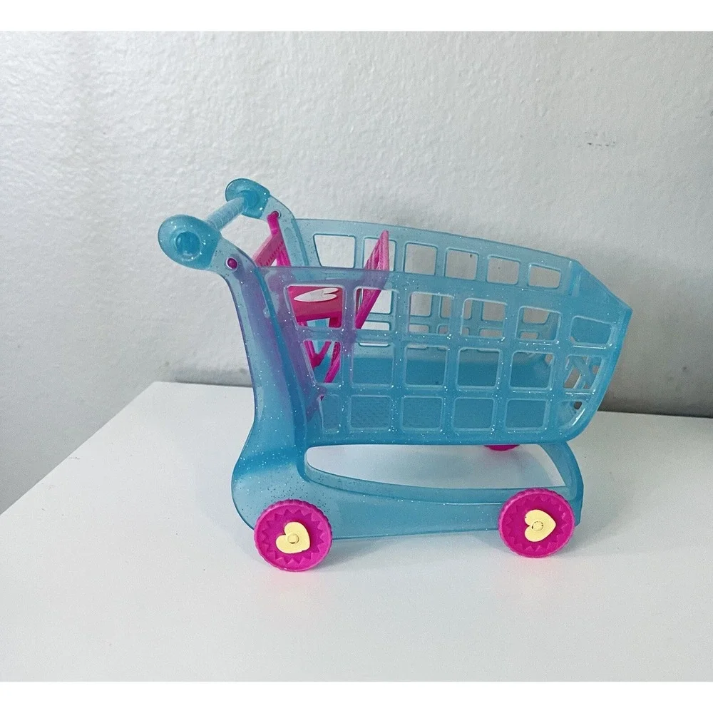 Shopkins‎ XL Shopping Cart Blue Pink Sparkle Heart Accent Wheels Buggy